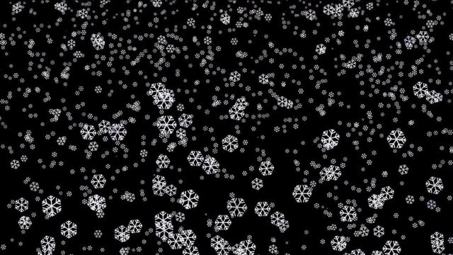 4k Abstract Snowflake falling,cold winter snow background,romantic Christmas particles backdrop.