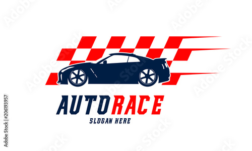 Racing Car Logo Designs Vector Automotive With Flag Racing Car Logo Designs Vector Automotive With Flag Template