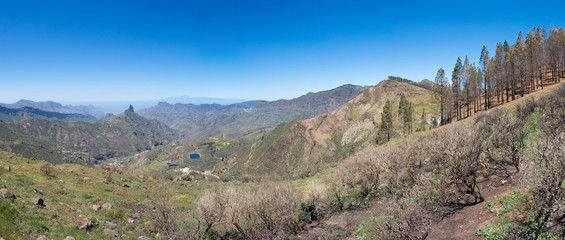 Fototapeta na wymiar Panorama Mirador Degollada de Becerra de Tejeda de Gran Canaria España