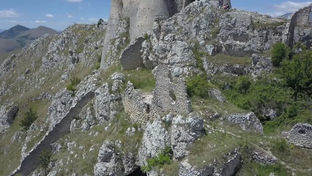 Rocca Calascio castle panoramic aerial view