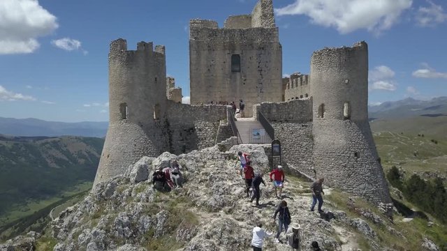 Rocca Calascio castle panoramic aerial view