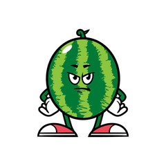 Cartoon Angry Watermelon Character
