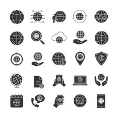 Worldwide glyph icons set