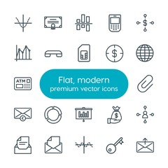 Modern Simple Set of business, charts, mobile, email Vector outline Icons. Contains such Icons as  concept, open, key,  finance,  investment and more on white background. Fully Editable. Pixel Perfect