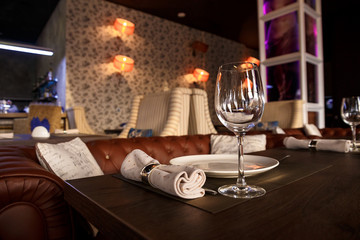 served table, plate, glass, napkin