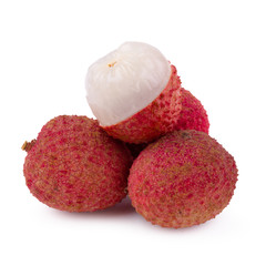 Fresh lychees isolated on a white background