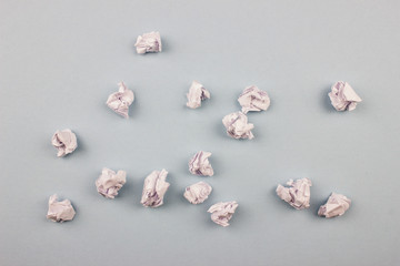 Crumpled white paper balls. 