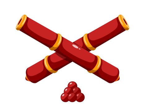 recommend clip art: Color image of two crossed cannon barrels on white background Cartoon style. Vector illustration