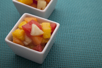 Fruit salad mix of melon, banana, watermelon, orange and pineapple
