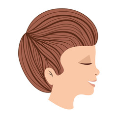 cute little son head avatar character vector illustration design