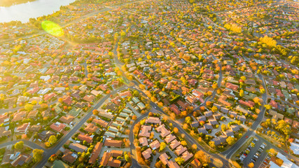 Aerial view of a typical Australian suburb