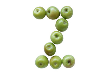 буква Z составления из зелёных яблок 