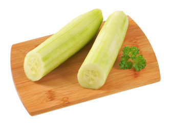 halved peeled cucumber