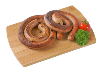 pan fried white wine pork sausages