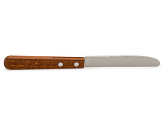 Steak knife, with wooden handle.(clipping path)