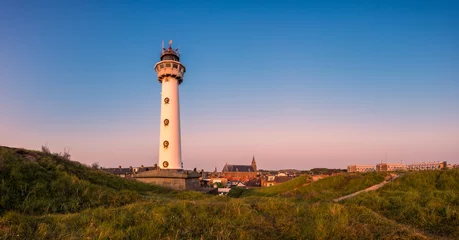 Photo sur Plexiglas Phare Panoramic view on the Lighthouse of Egmond aan Zee, a coastal village in North Holland, The Netherlands