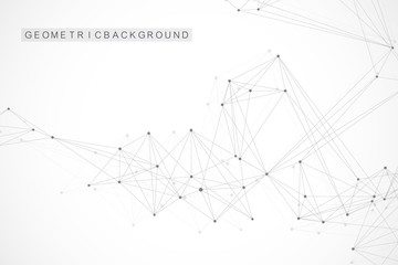 Geometric abstract background with connected line and dots. Graphic background for your design. Vector illustration