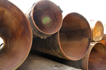 Old rusty pipes isolated on white background.