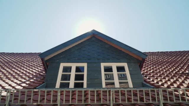 The ledge on the roof is lush. Typical architecture for traditional private houses in Germany