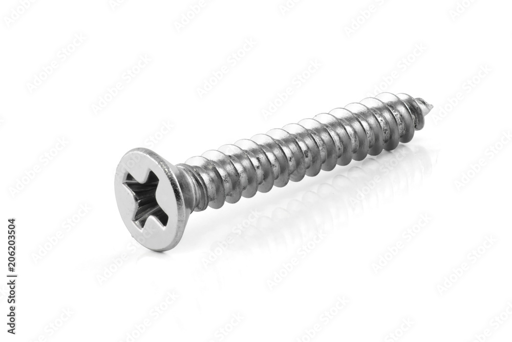 Wall mural screw isolated on white background