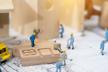 Miniature worker, The concept of construction site.