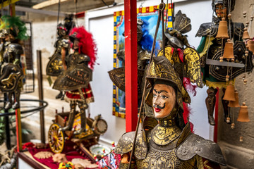 Traditional Sicilian puppets used for The Opera dei Pupi is a theatrical performance of marionettes of romantic poems frank, Italy