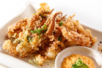 Fried Squid Tempura with Dipping Sauce
