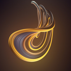 Orange twisted shape. Computer generated abstract geometric 3D render illustration