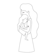 mother lifting daughter characters vector illustration design