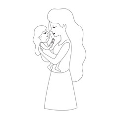 mother lifting daughter characters vector illustration design