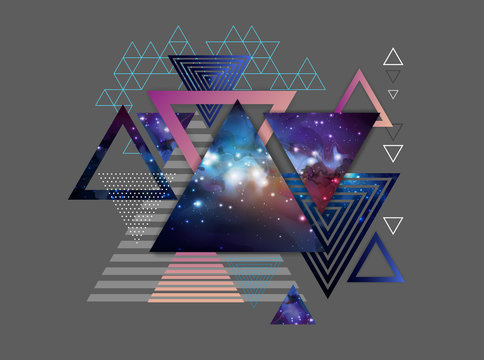 Abstract hipster polygonal triangle background with open space inside.