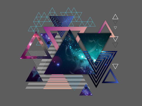 Abstract hipster polygonal triangle background with open space inside.