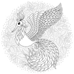   Firebird for anti stress Coloring Page with high details.