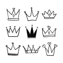 Hand drawn vector crowns.