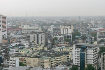 bangkok city building in the raining day
