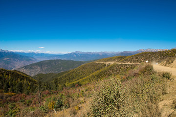 Mountain view of Road Trip in borders between Sichuan and Yunnan provinces in China