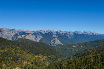 Mountain view of Road Trip in borders between Sichuan and Yunnan provinces in China