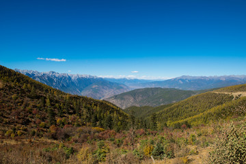 Mountain view of Road Trip in borders between Sichuan and Yunnan provinces in China