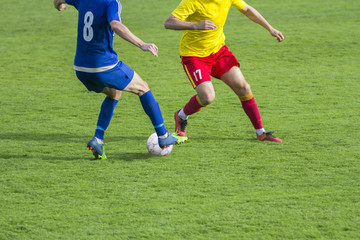 Fototapeta na wymiar Football Soccer game Duel Drill Dribbling