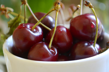 cherry in the cup on the table