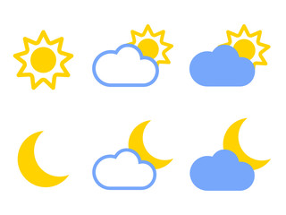 Moon, sun and clouds icon