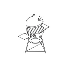 An extensive grill on three legs. Modern icon in isometric view.Vector illustration for mobile phones, apps, posters and flyers.