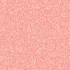 Abstract seamless pattern of hand draw roses. Vector beige background.