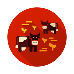 Cow on a pasture icon