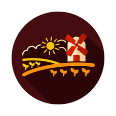 Rural landscape with windmill icon