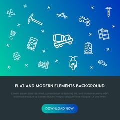 transports, industry outline vector icons and elements background concept on gradient background.Multipurpose use on websites, presentations, brochures and more