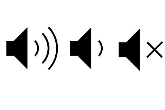 Volume max. Speaker icons on white background