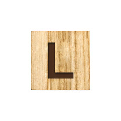 Letter L English alphabet on a wooden cube.