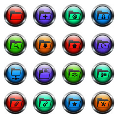 folder vector icons on color glass buttons