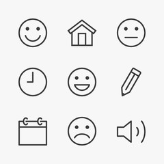 Set Smile Line icon stock vector illustration. Editable Stroke. 100x100 Pixel Perfect